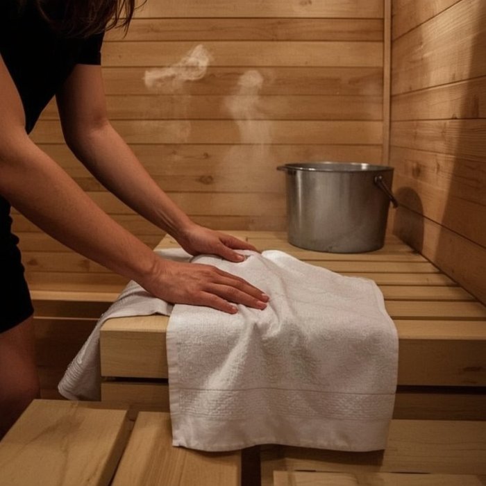 Instrukcja etykiety – gdzie i jak rozkładać tkaninę na ławie w saunie